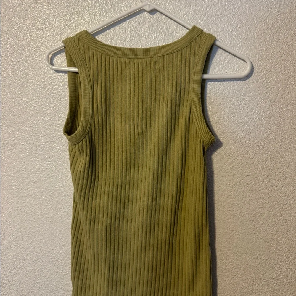 Olive Ribbed Tank Top - Picture 2 of 3